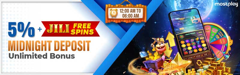 Midnight-Add-on-JILI-Free-Spins-with-5%-Bonus-mostplay-banner